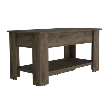 Tuhome Austin Storage Table, One Extendable Table Shelf, Four Legs, Lower Shelf, Dark Brown ZLB7105